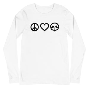 Peace Love BOOP Dog Nose Heart White Long Sleeve Tee T-Shirt