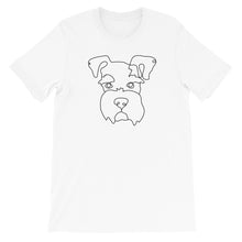 Load image into Gallery viewer, Pet Portrait Continuous Line Art Dog Contour Drawing Schnauzer White Short Sleeve T-Shirt Tee