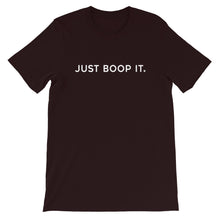 Load image into Gallery viewer, Just Boop It Dog Snoot Period Oxblood Black Short Sleeve Tee T-Shirt