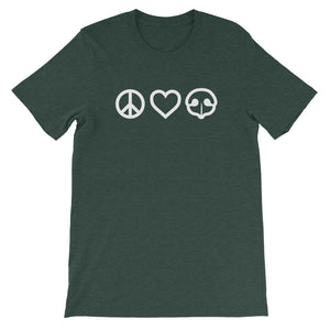 Peace Love BOOP Pet Snoot Heart Heather Forest Short Sleeve Tee T-Shirt