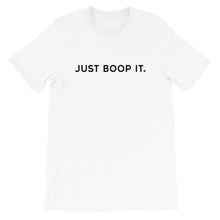 Load image into Gallery viewer, Just Boop It Dog Nose Period White Short Sleeve Tee T-Shirt