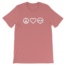 Load image into Gallery viewer, Peace Love BOOP Dog Nose Heart Mauve Short Sleeve Tee T-Shirt