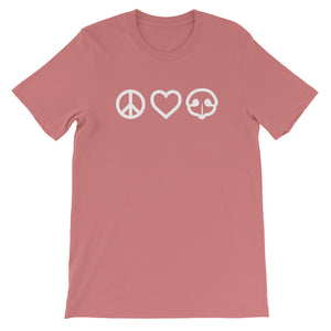 Peace Love BOOP Dog Nose Heart Mauve Short Sleeve Tee T-Shirt