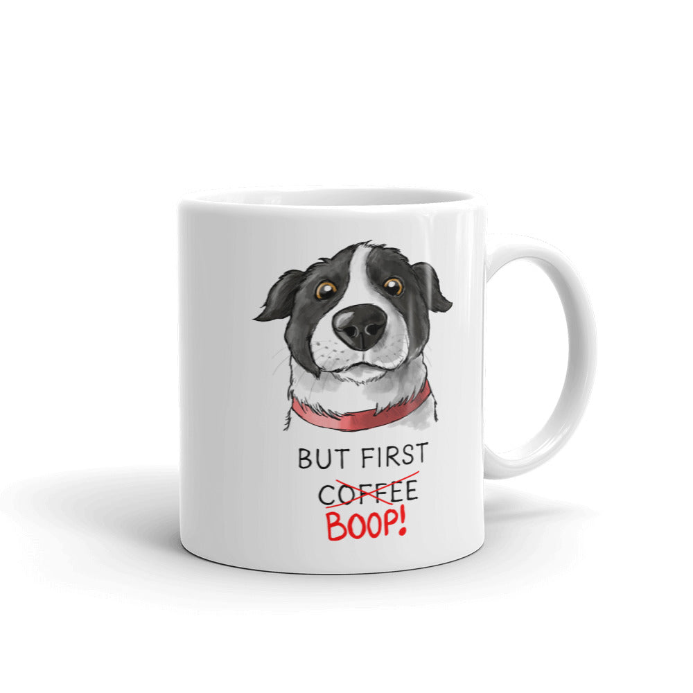 But First Coffee Boop Border Collie Portrait Mug