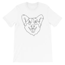 Load image into Gallery viewer, Pet Portrait Continuous Line Art Dog Contour Drawing Pembroke Welsh Corgi White Short Sleeve T-Shirt Tee