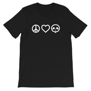 Peace Love BOOP Dog Nose Heart Black Short Sleeve Tee T-Shirt