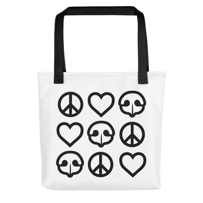 Peace Love BOOP Dog Noses Heart Tote Bag