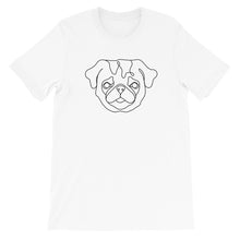 Load image into Gallery viewer, Pet Portrait Continuous Line Art Dog Contour Drawing Pug White Short Sleeve T-Shirt Tee