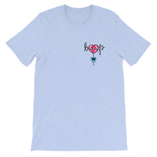 Load image into Gallery viewer, Dessert LolliBOOP BOOP Lollipop Heart Dog Snoot Candy Heather Blue Short Sleeve Tee T-Shirt