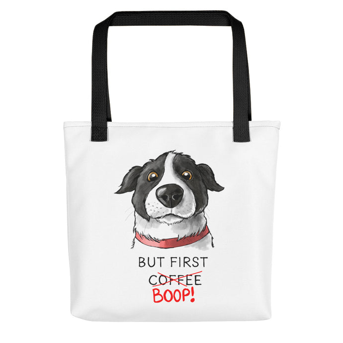 But First Coffee Boop Border Collie Portrait Tote Bag