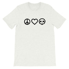 Load image into Gallery viewer, Peace Love BOOP Dog Nose Heart Ash Short Sleeve Tee T-Shirt