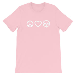 Peace Love BOOP Dog Nose Heart Pink Short Sleeve Tee T-Shirt